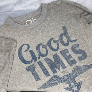 Chaser Long Sleeve Shirt Mens Medium Gray Good Times Crew Neck Eagle Lightweight